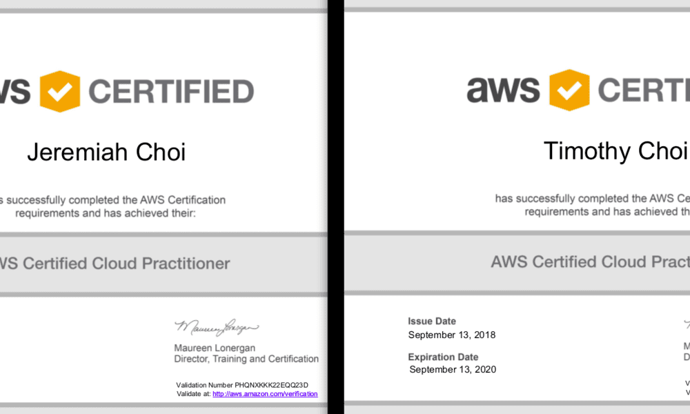 Two brothers, Jeremiah Choi (12 years old) and Timothy Choi (15 years old) are AWS certified!